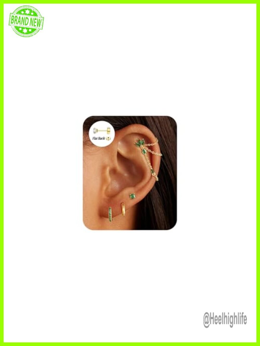14K Gold Filled CZ Hoop & Stud Earring Stack Set for Women